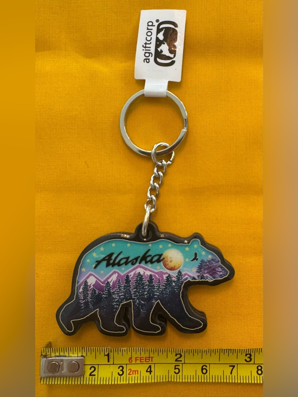 Alaska Bear Keychain With Scenic Design
